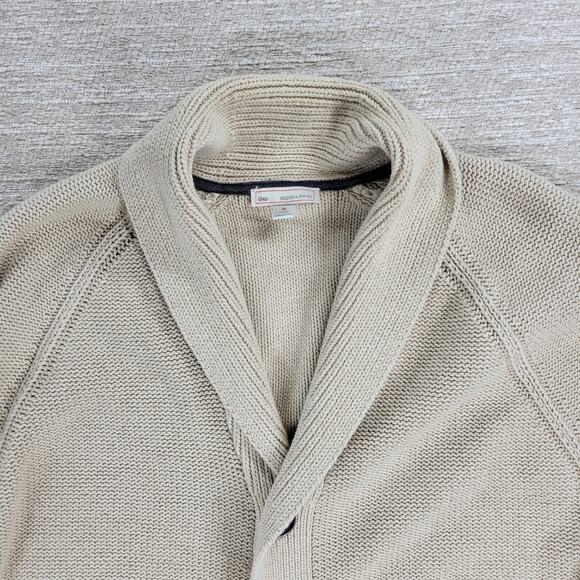 Gap Shawl Collar Cardigan Sweater Size XL Oatmeal Knit Cotton Grandpa Old Money - Picture 9 of 15